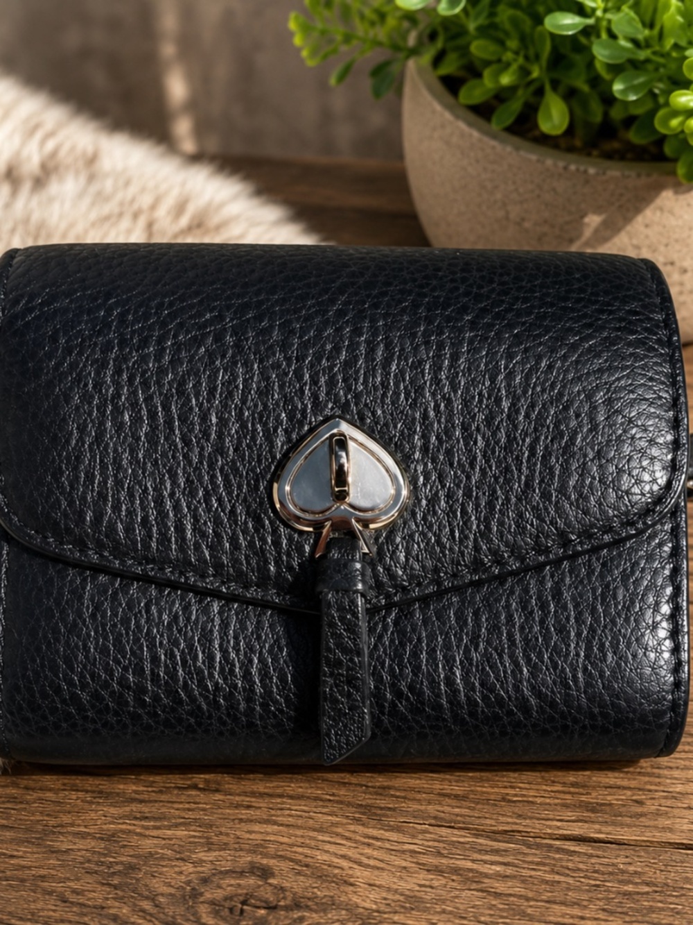 Kate Spade New York Black Pebbled Leather Wallet